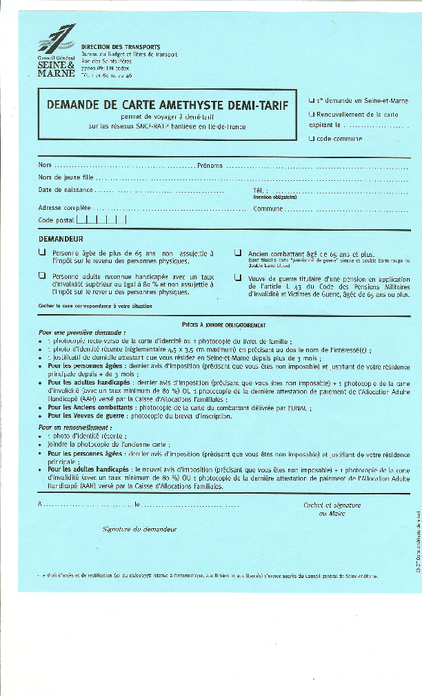 PDF formulaire renouvellement forfait amethyste PDF Télécharger Download